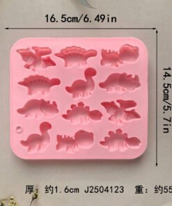 Alternative view of 12 Cavity Square Dinosaur Chocolate Silicone Mold JKB-3306