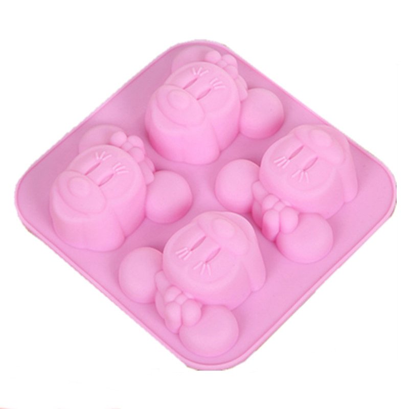 Vedini 4 Cavity Minnie Mouse Cartoon Silicon Mold Chocolate Craft Candy Baking Mold JKB-3390 - Image 2