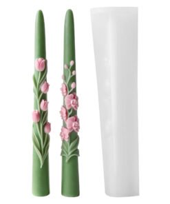 Long Stem Floral Candle Silicone Mold with Tulip and Phalaenopsis Flower Design for Decorative Taper Candle Making