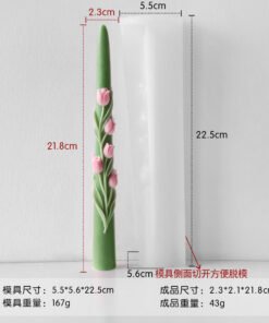 Vedini Long Stem Floral Candle Silicone Mold – Tulip & Phalaenopsis Embossed Decorative Taper Candle Mold for Wax, Beeswax, Soy Wax & Resin Craft JKB 3396-A and 3396 B - Type A