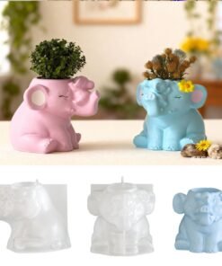 Vedini Concrete Elephant Flower Pot Storage Jar Silicone Mold DIY Elephant Vase Candle Cup Plaster Mold JKB-3364