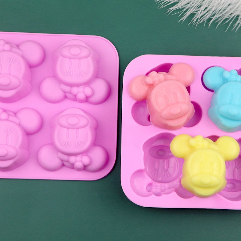 Vedini 4 Cavity Minnie Mouse Cartoon Silicon Mold Chocolate Craft Candy Baking Mold JKB-3390