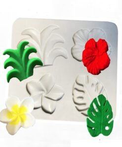 Vedini 4 Cavity Coconut Tree Plumeria Hibiscus Flower Turtle Leaf Silicon Mold JKB-3394