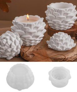 Vedini Concrete Pine Cone Candle Cup Gypsum Storage Jar Mirror Silicone Mold JKB-3343