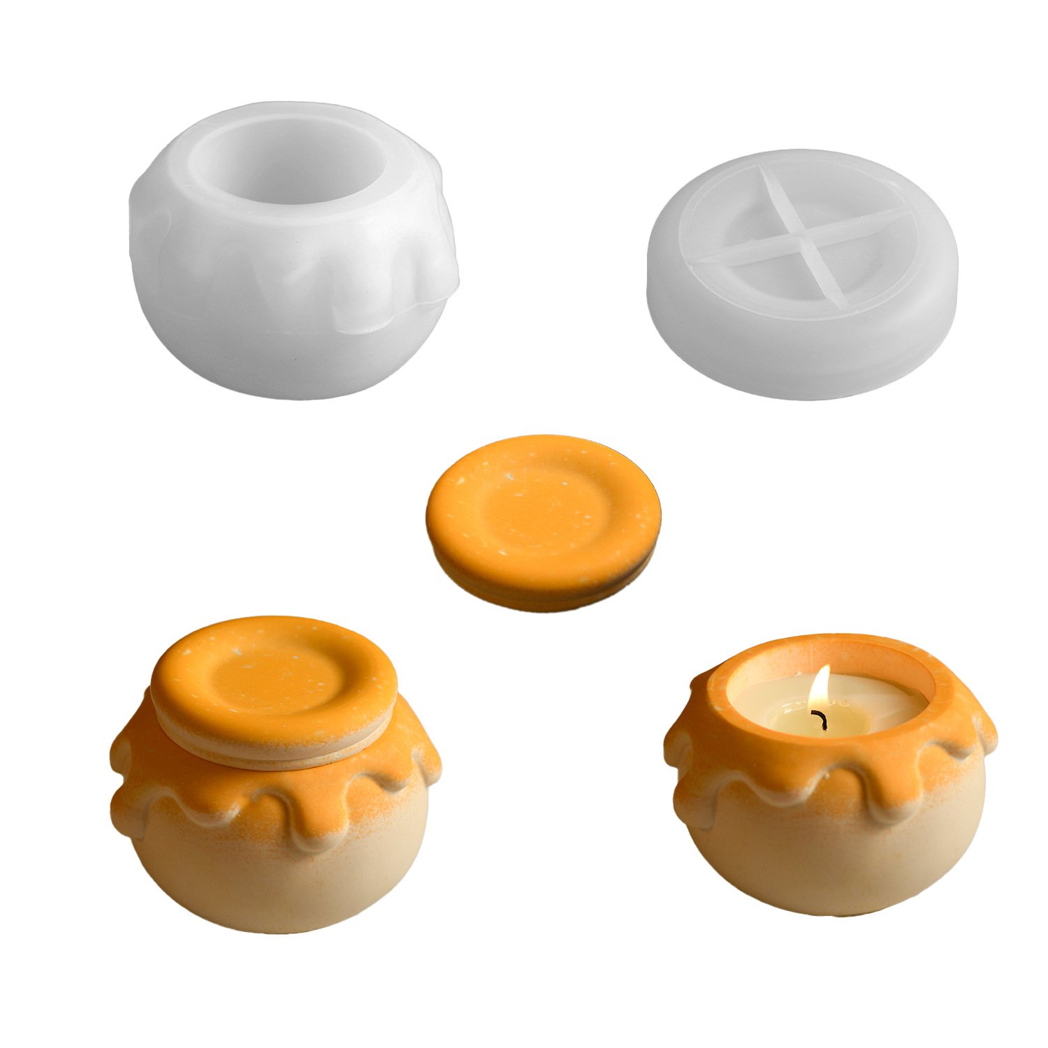 Vedini Concrete Honey Storage Pot Silicone Mold JKB-3350 - Image 3