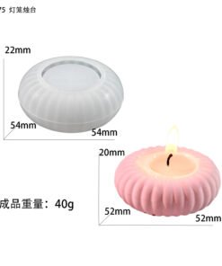 Alternative view of Vedini Concrete Oval Stripe Lantern Candle Holder Candle Base Silicone Mold JKB-3351