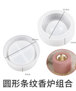 Alternative view of Vedini Striped Round Shaped Incense Stove Storage Box Silicon Mold JKB-3366