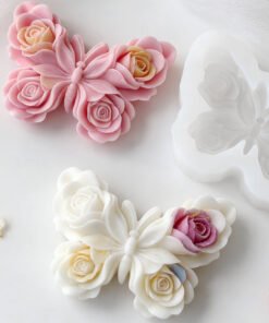 Alternative view of Vedini Rose Flower Butterfly Scented Candle Mold DIY Handmade Soap Butterfly Scented Plaster Mold JKB-3377