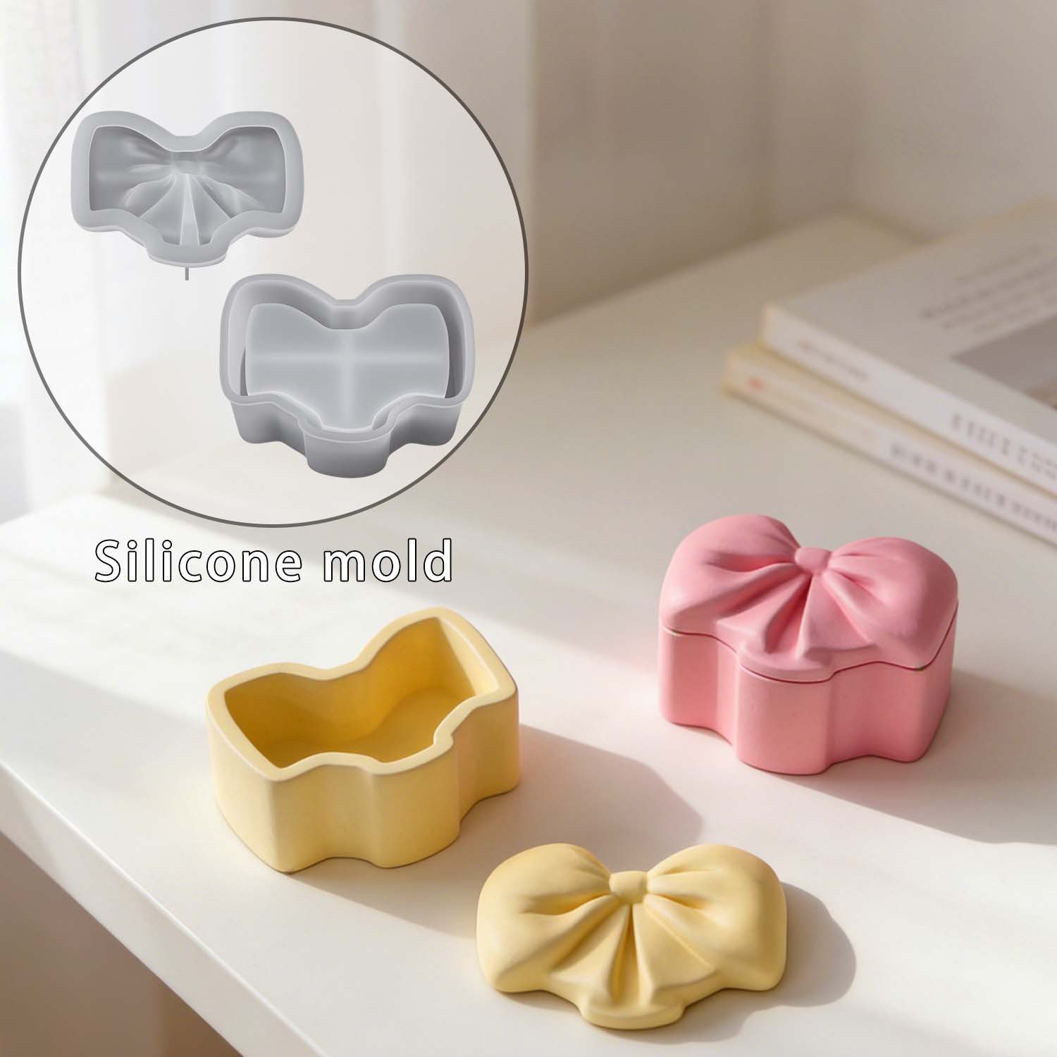 Vedini Concrete Bow Storage Box Silicone Mold JKB-3349