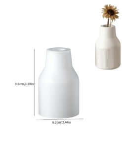 Vedini Ribbed Decorative Vase Silicone Mold 05 | DIY Jesmonite, Concrete, Plaster & Resin Flower Vase Mold (JKB-3385)