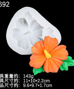 Vedini Hibiscus Flower With Leaf Silicon Mold For Resin,Candle,Soap and Fondant Crafts JKB-3375