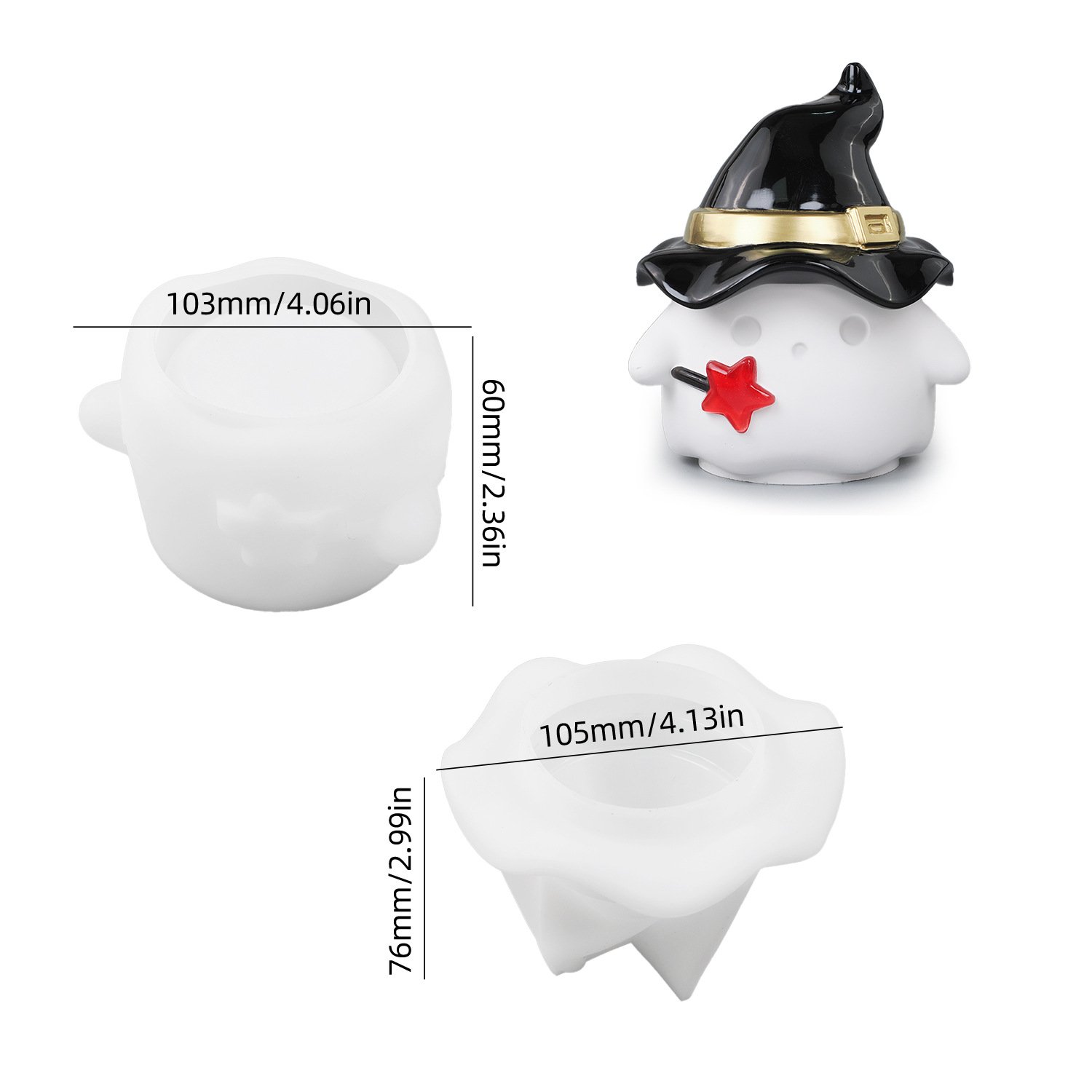 Vedini Concrete Halloween Ghost with Lid Storage Box Silicone Mold JKB-3345 - Image 3