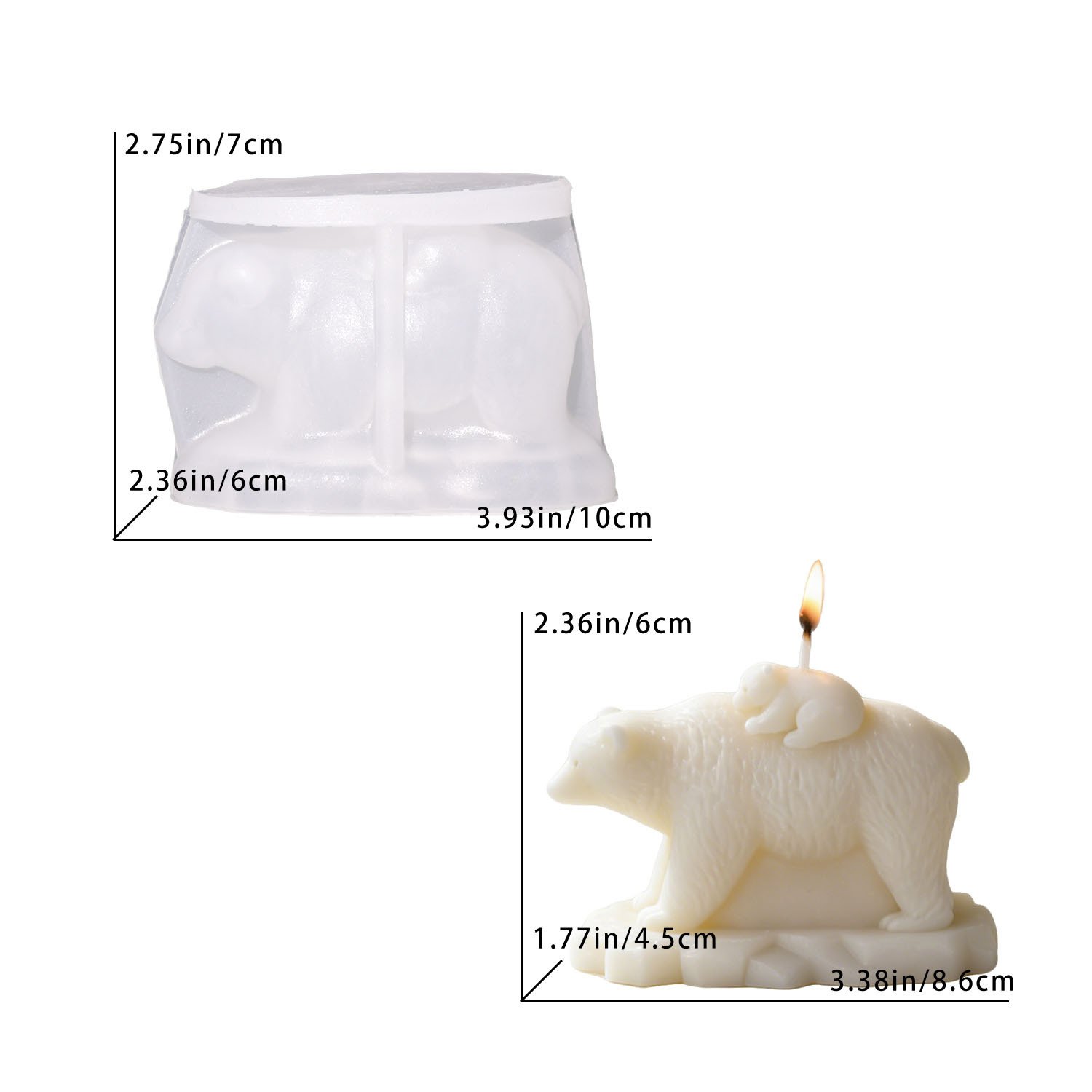 Vedini Polar Bear Mother and Child Scented Candle Silicone Mold JKB-3352 - Image 3