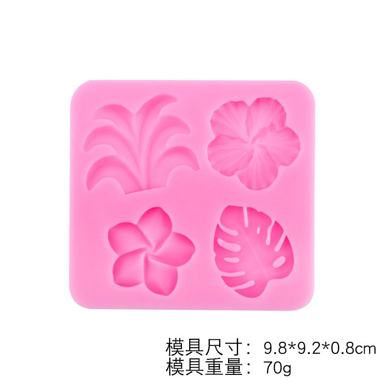 Vedini 4 Cavity Coconut Tree Plumeria Hibiscus Flower Turtle Leaf Silicon Mold JKB-3394 - Image 2
