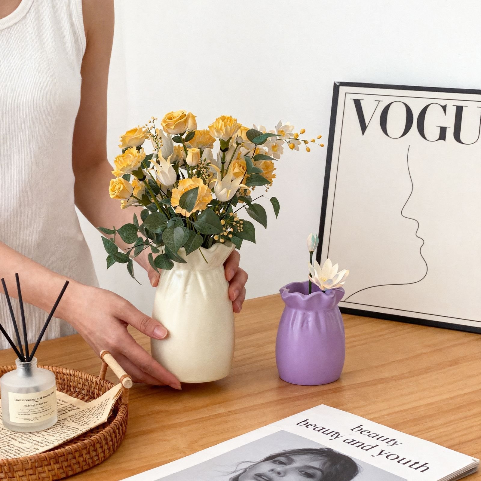 Vedini Concrete Lucky Bag Vase Silicone Mold Handmade DIY JKB-3371 - Image 3