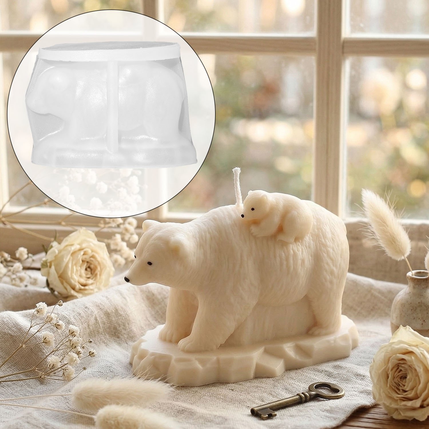 Vedini Polar Bear Mother and Child Scented Candle Silicone Mold JKB-3352 - Image 5