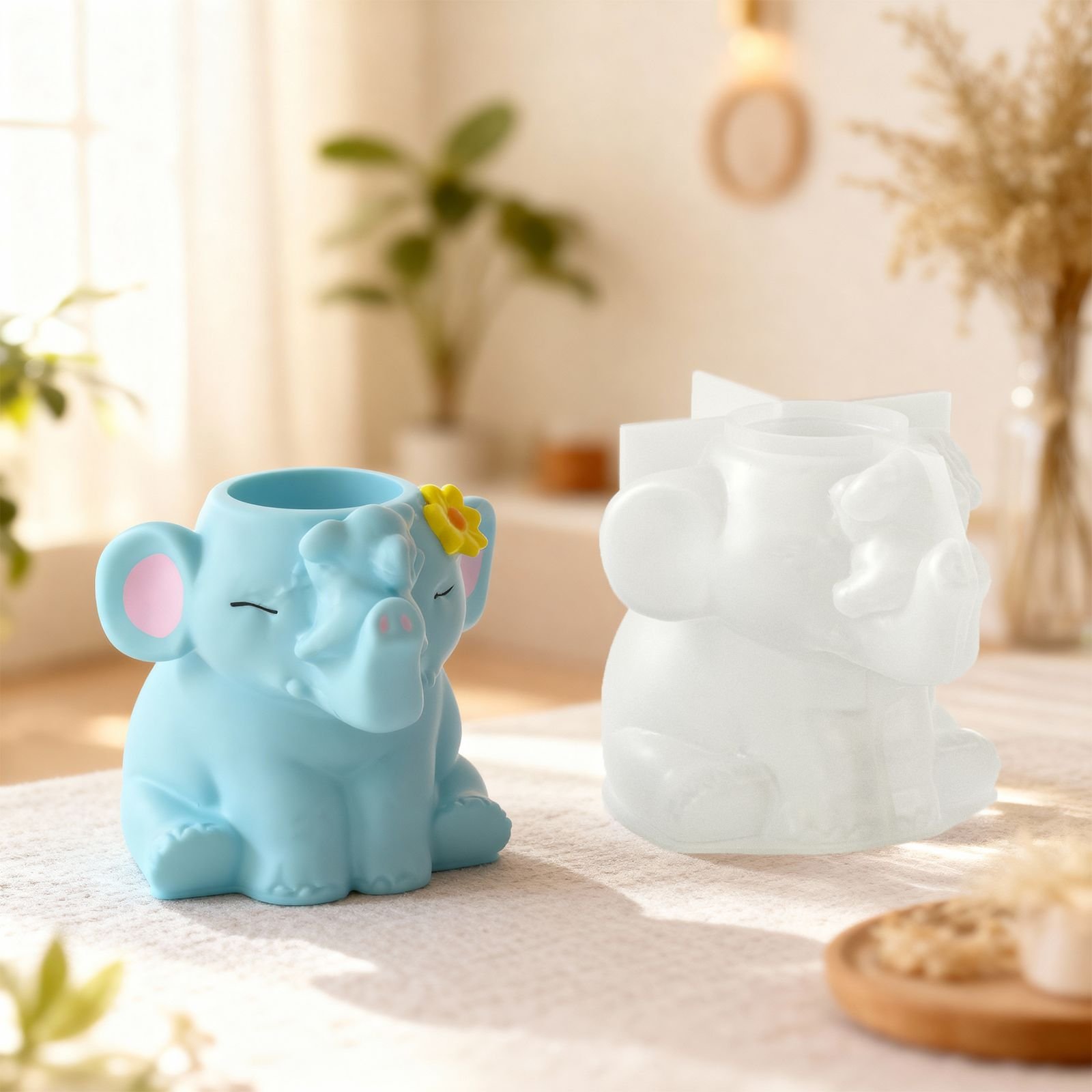 Vedini Concrete Elephant Flower Pot Storage Jar Silicone Mold DIY Elephant Vase Candle Cup Plaster Mold JKB-3364 - Image 3