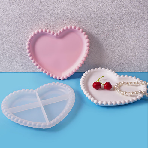 Vedini Concrete Beads Lace Love Storage Tray Silicone Mold JKB-3382
