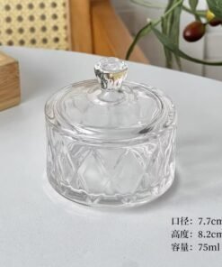 Vedini TG1092-2.5A Rhombus Glass Dessert Cup with Lid | 51–100ml Pudding Bowl, Ice Cream Cup & Snack Serving Jar