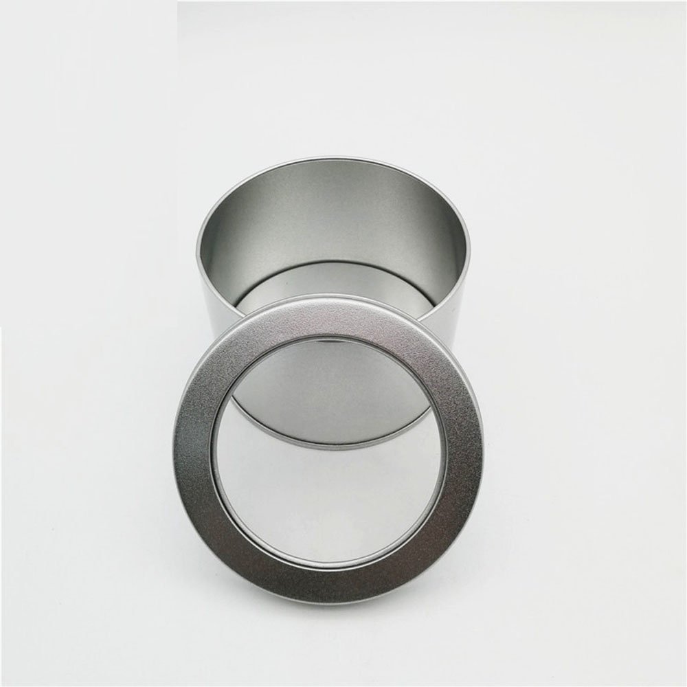 Round Window Tin Container 90×60mm | Clear Lid Metal Tin Box for Candles, Wax Melts, Soap, Cookies, Gift Packaging & Storage