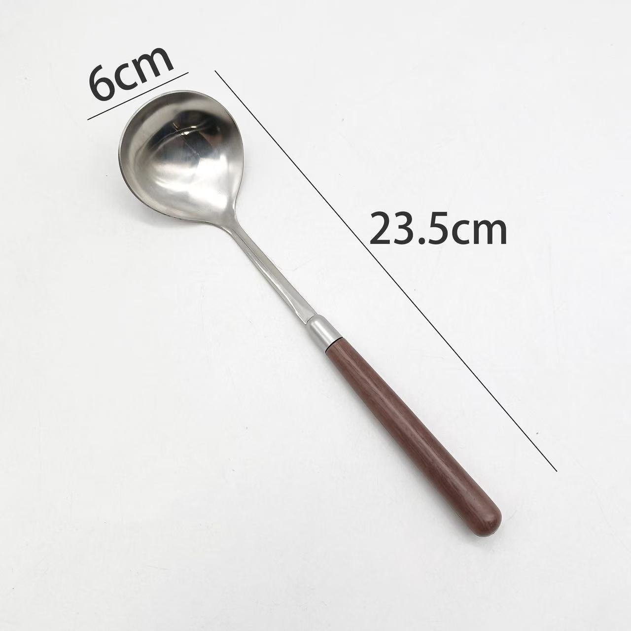 Generic Vintage Stainless Steel Spoon with Walnut Style Handle | Premium Dessert, Coffee, Tea & Serving Spoon | Reusable Metal Tableware 1pc - Image 2