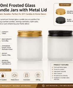 120ml frosted glass candle jar with black metal lid