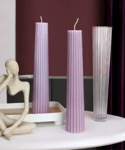 18-Tooth Striped Polycarbonate Candle Mold 6x30cm for DIY Pillar Candle Making