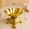 Vedini Premium Turtle Urli Bowl with Lotus Design | Brass Polished Iron Decorative Floating Candle & Flower Holder for Vastu, Pooja & Home Decor - Image 2
