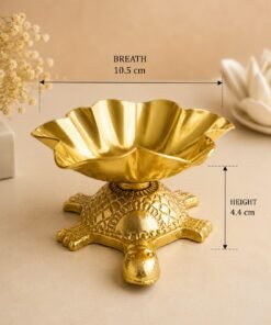 Alternative view of Vedini Premium Turtle Urli Bowl with Lotus Design | Brass Polished Iron Decorative Floating Candle & Flower Holder for Vastu, Pooja & Home Decor