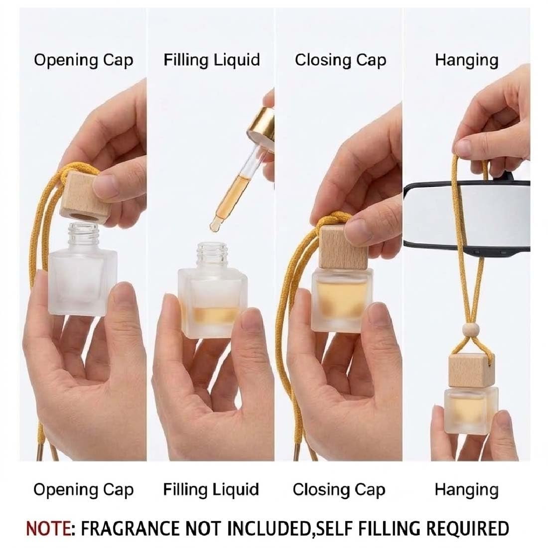 10ml Frosted Hanging Diffuser Bottle with Wooden Cap