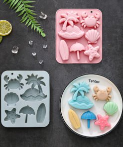 Vedini 6 Cavity Tropical Beach Theme Chocolate Mold, Summer Animal Resin Mold, Baking Silicone Mold JKB-3415