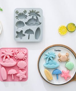 Alternative view of Vedini 6 Cavity Tropical Beach Theme Chocolate Mold, Summer Animal Resin Mold, Baking Silicone Mold JKB-3415