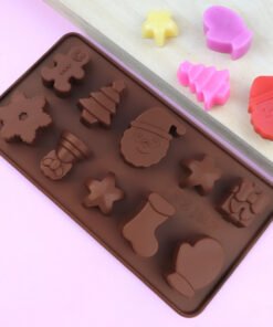 Vedini 10 Cavity Different New Christmas Series Gift Box Chocolate Mold Five-Pointed Star Gift Box Fire Paint Wax Stand MoldJKB-3442