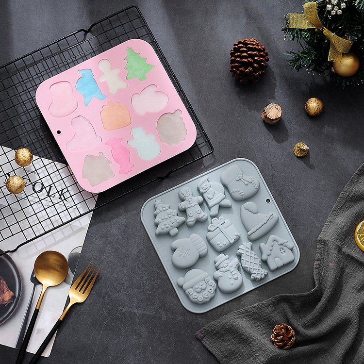 Vedini 11 Cavity Silicone Mold for Christmas-Themed Baking Cakes with Santa Claus, Trees, Candies, and Other Shapes JKB-3430 - Image 3