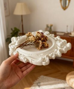 Vedini Concrete European Palace Retro Relief Pattern Oval Storage Tray Photo Frame Silicone Mold JKB-3404
