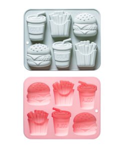 Alternative view of Vedini 6 Cavity Hamburger, Fries, and Cola-Shaped Silicone Mold for Handmade Soap, Jelly, Resin, Baking, and Chocolate JKB-3429