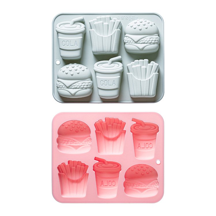 Vedini 6 Cavity Hamburger, Fries, and Cola-Shaped Silicone Mold for Handmade Soap, Jelly, Resin, Baking, and Chocolate JKB-3429 - Image 2