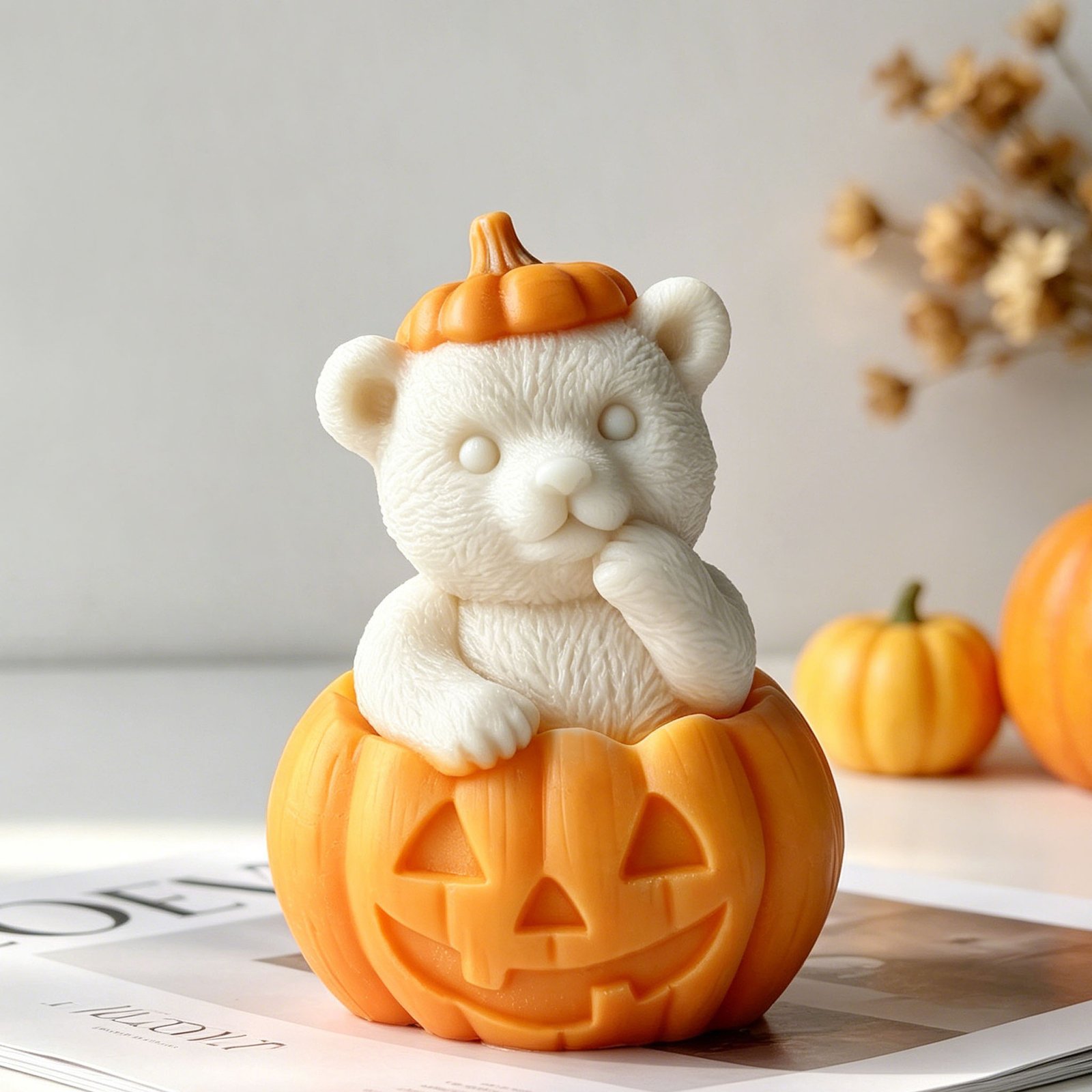 Vedini Pumpkin Hand In Mouth Bear Candle Mold JKB-3409
