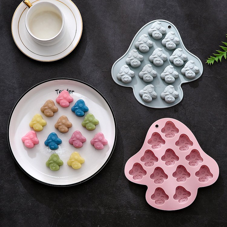 Vedini 12 Cavity Mushroom-Shaped Silicone Mold for Resin, Cake Mold, Chocolate Mold, Soft Candy Baking Tool JKB-3414