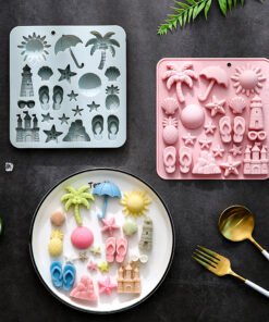 Vedini 22 Cavity Summer Beach Vacation Themed Silicone Mold for Baking Cakes, DIY Kits, and Chocolate JKB-3431