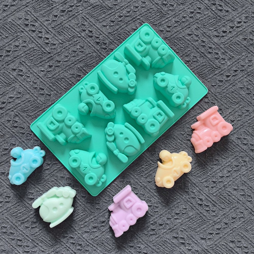 Vedini 8 Cavity Car Helicopter Cake Silicone Mold DIY Chocolate Mousse Cake Baking Mold JKB-3438