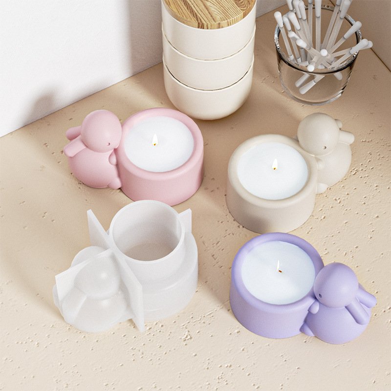 Vedini Concrete Cute Bunny Candle Holder/Candle Stick Silicone Mold JKB-3405 - Image 3