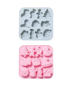 Alternative view of Vedini 11 Cavity Silicone Mold for Christmas-Themed Baking Cakes with Santa Claus, Trees, Candies, and Other Shapes JKB-3430