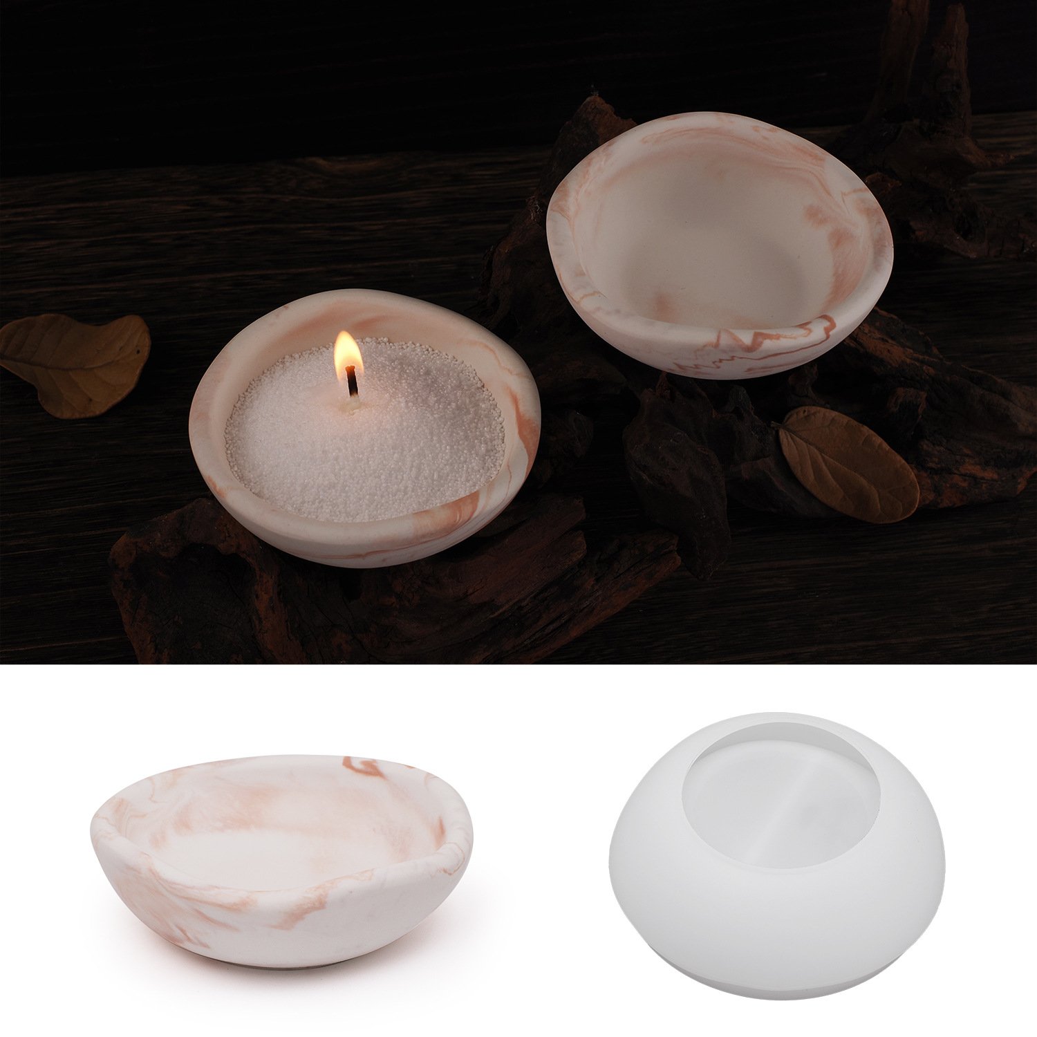 Vedini Irregular Mini Bowl Silicone Mold Gypsum Candle Cup Silicone Mold JKB-3410