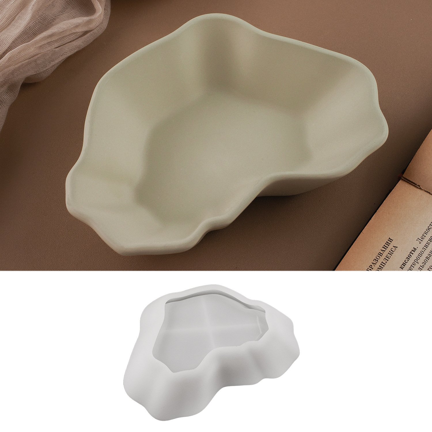 Vedini Concrete Resin Cement Gypsum Irregular Candle Cup Bowl Storage Plate Cup Storage Mold Mirror Silicone Mold JKB-3411 - Image 4