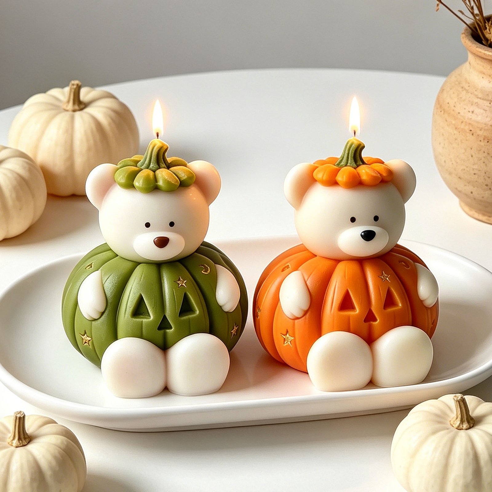 Vedini Pumpkin Bear Aromatherapy Candle Silicone Mold DIY Halloween Pumpkin Decoration Ornament Candle Mold JKB-3408