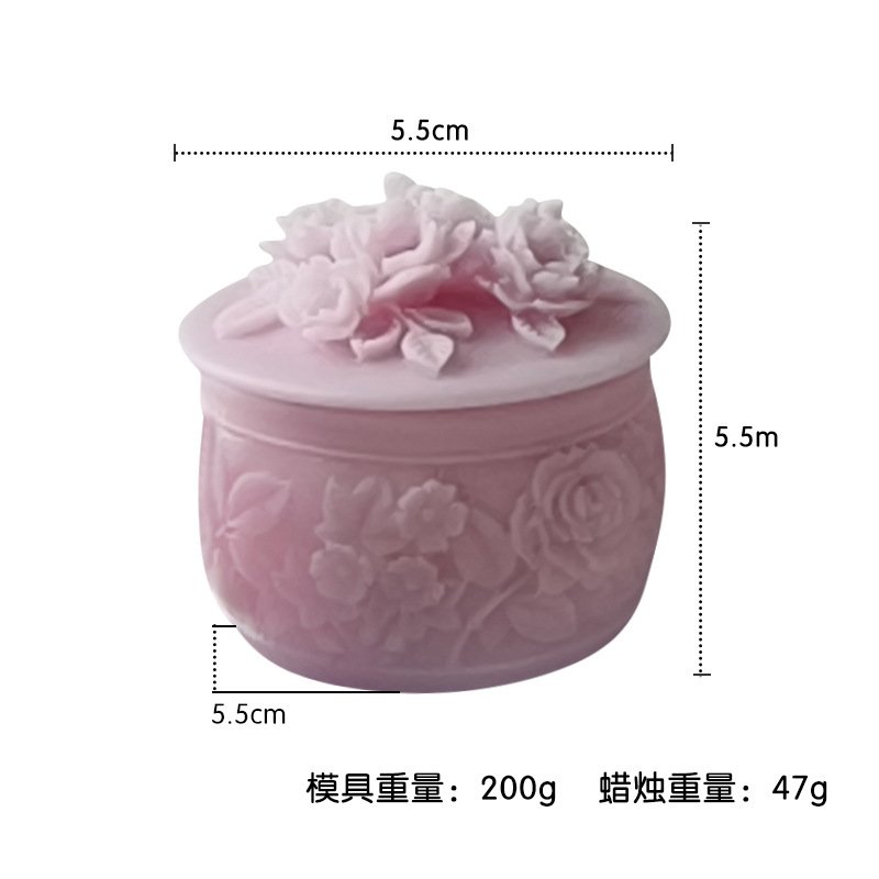 Vedini Concrete Storage Box Silicone Mold Rose Flower Storage Box DIY Cup Candle Holder Mold JKB-3412 - Image 2