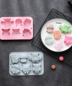 Vedini 6 Cavity Different Owl-Shaped Baking Tools, Chocolate Molds, Silicone Fondant Molds, Handmade Soap Molds, Cake Molds JKB-3437