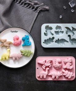 Vedini 6 Cavity Dinosaur Leaf-Shaped Silicone Mold for Handmade Soap, DIY Kits,Soft Candy, Chocolate, Ice Cubes, and Cake Molds JKB-3435