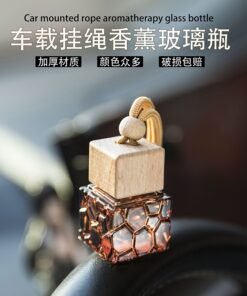 Alternative view of 10ml Hanging Car Diffuser Glass Bottle – Multi Color (Random Dispatch) | Wooden Cap Aroma Perfume Bottle for Car & Room